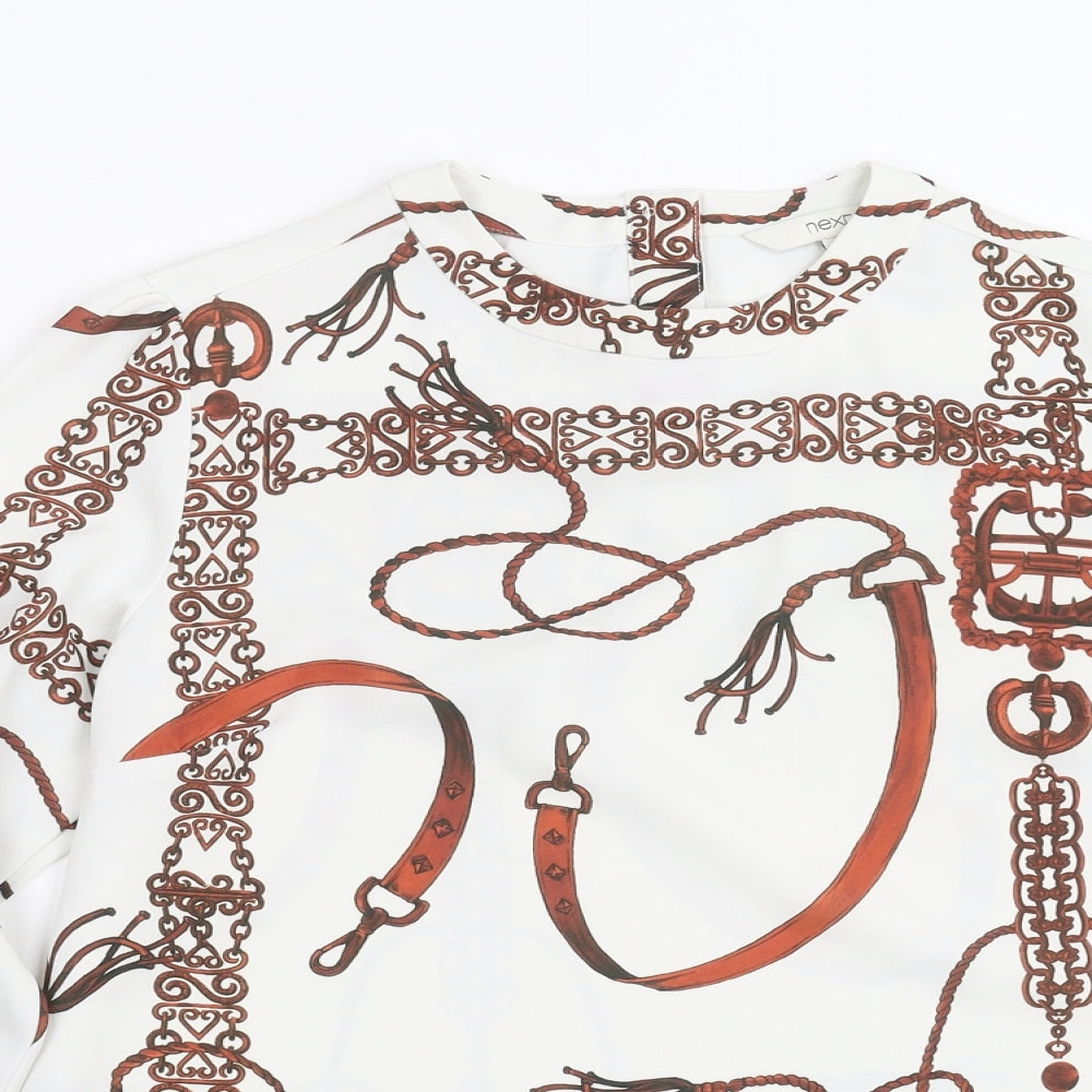 NEXT Womens White   Basic Blouse Size 6  - Chain Pattern
