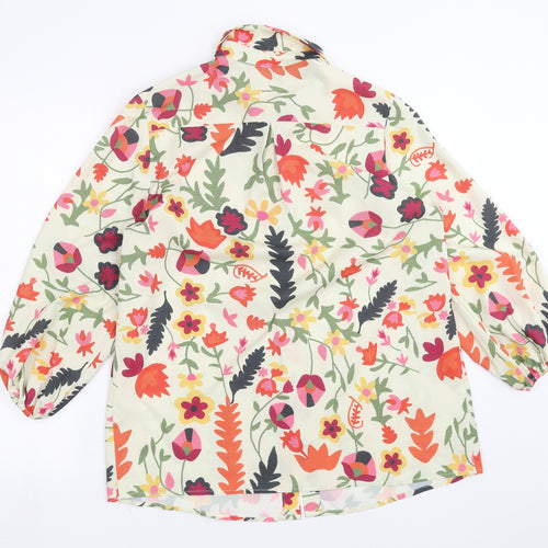 SHEILAY Womens Green Floral  Basic Blouse Size S