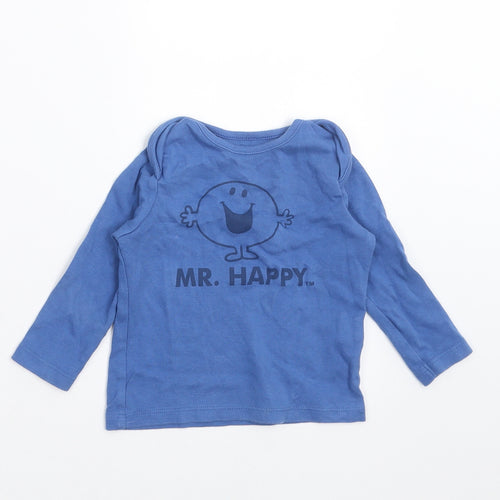Preworn Baby Blue   Basic T-Shirt Size 6-9 Months  - Mr happy