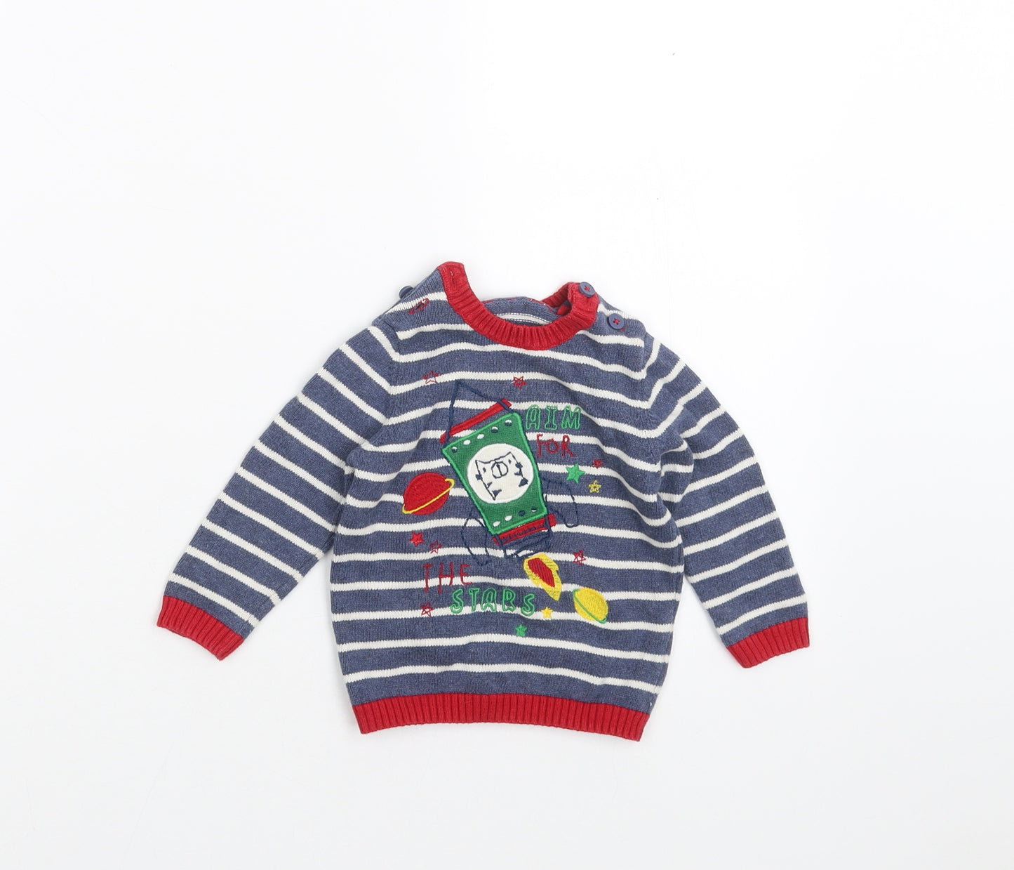 TU Baby Blue Striped Knit Pullover Jumper Size 3-6 Months  - rocket