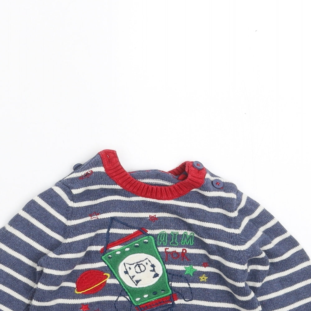 TU Baby Blue Striped Knit Pullover Jumper Size 3-6 Months  - rocket
