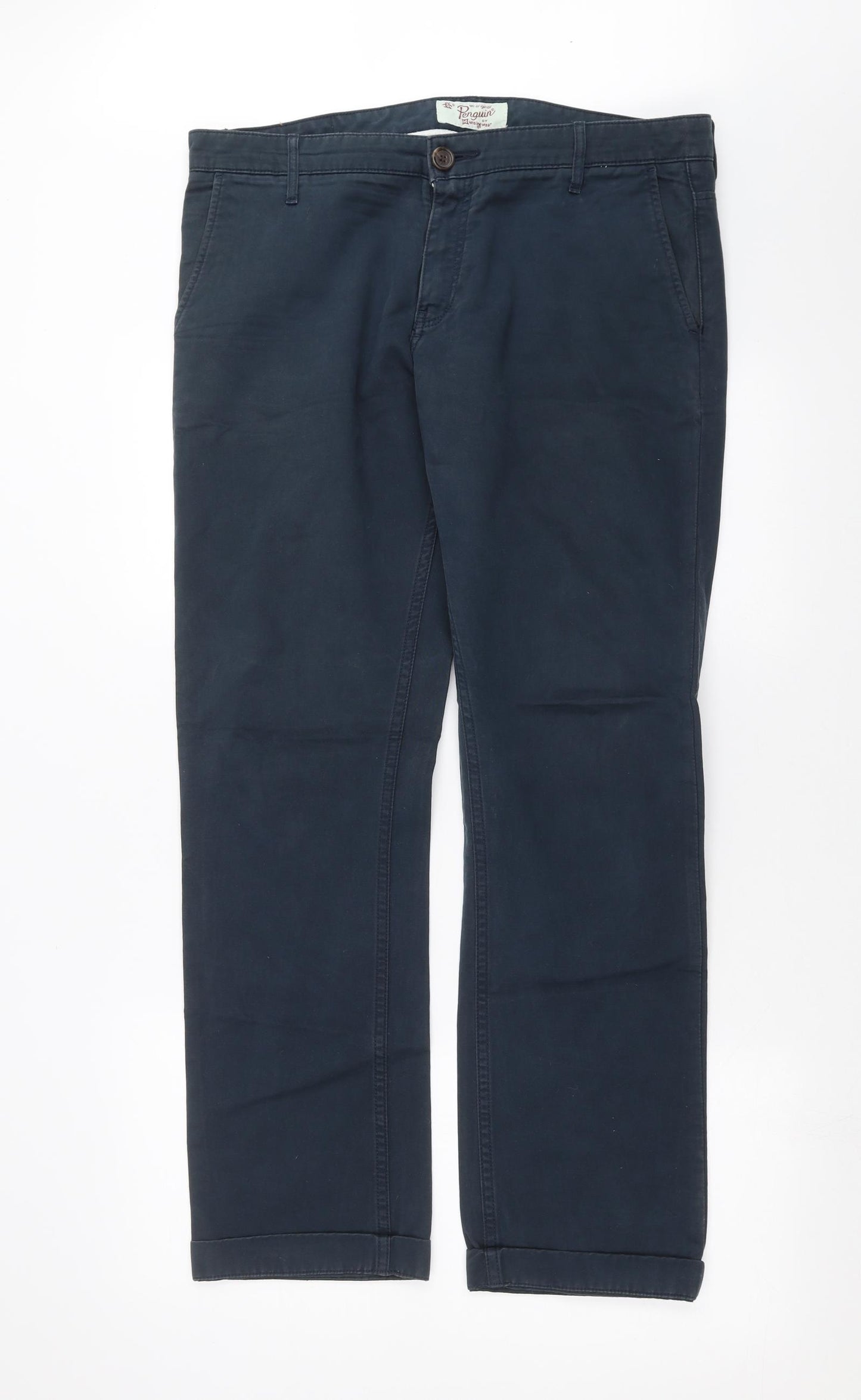 Penguin Mens Blue   Chino Trousers Size 38 in L31 in