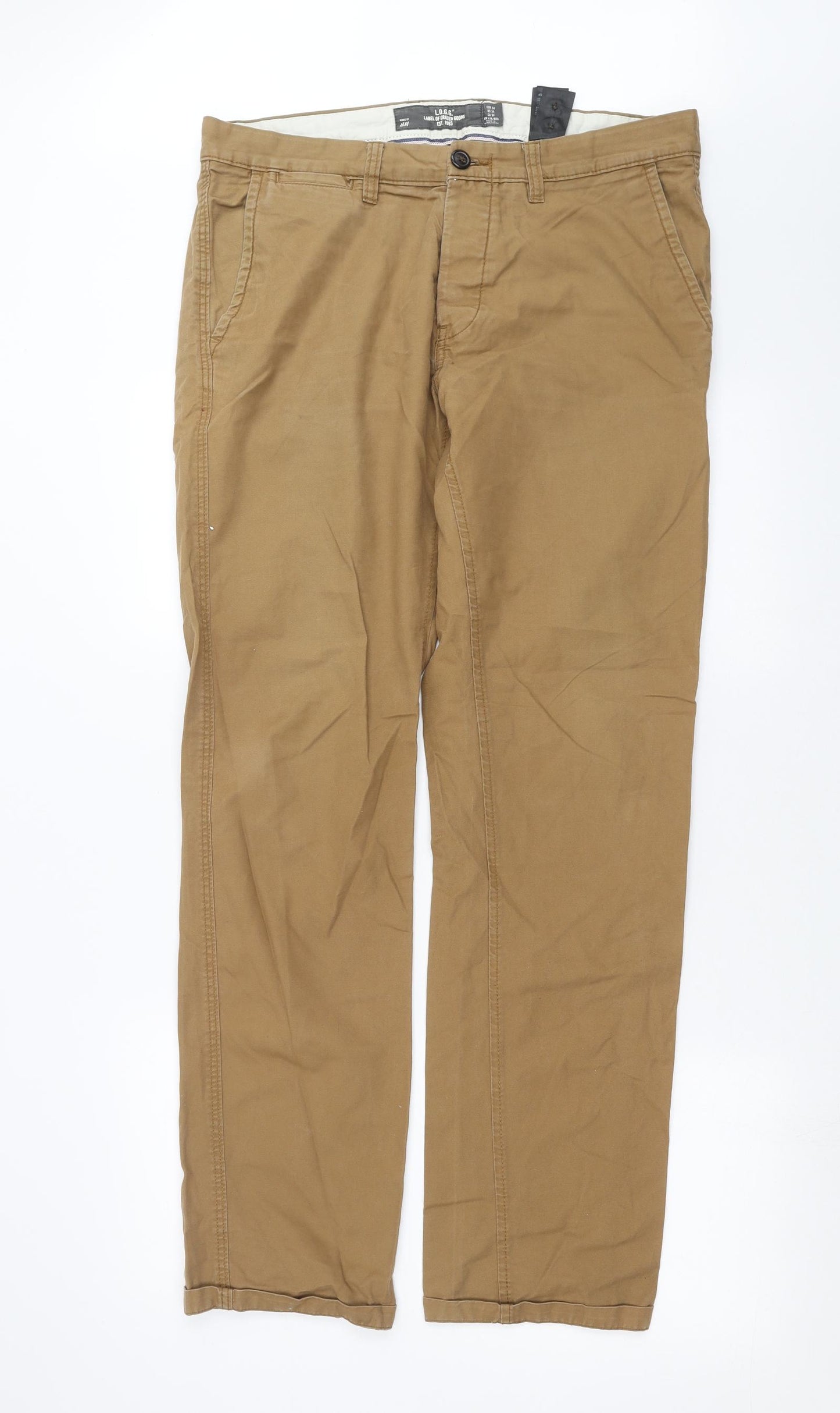 H&M Mens Beige   Chino Trousers Size 34 in L34 in