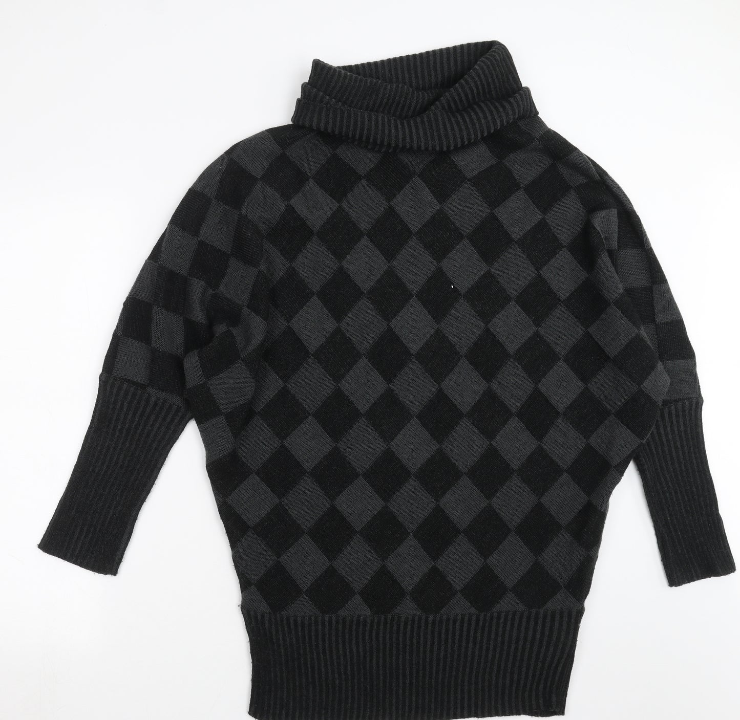 Body Flirt Womens Black Argyle/Diamond Knit Pullover Jumper Size 12