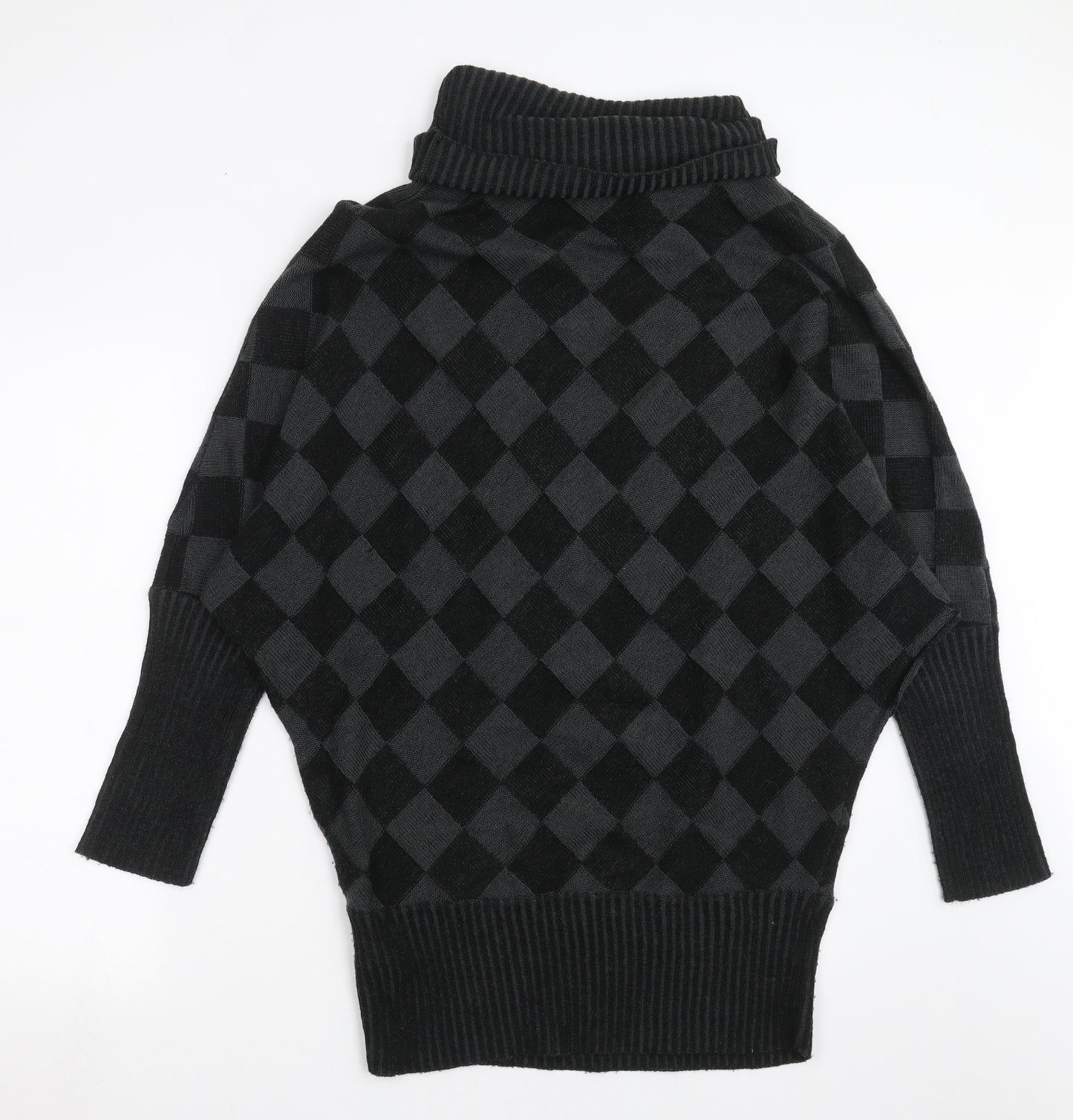 Body Flirt Womens Black Argyle/Diamond Knit Pullover Jumper Size 12