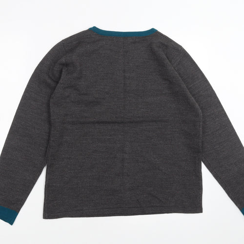 Autonomy Womens Grey Geometric Knit Pullover Jumper Size S