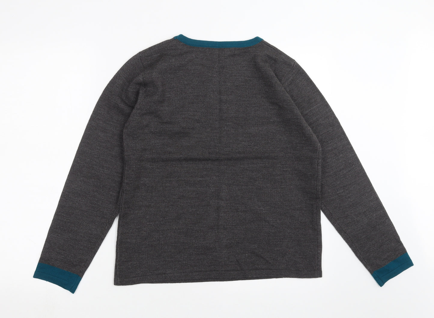 Autonomy Womens Grey Geometric Knit Pullover Jumper Size S