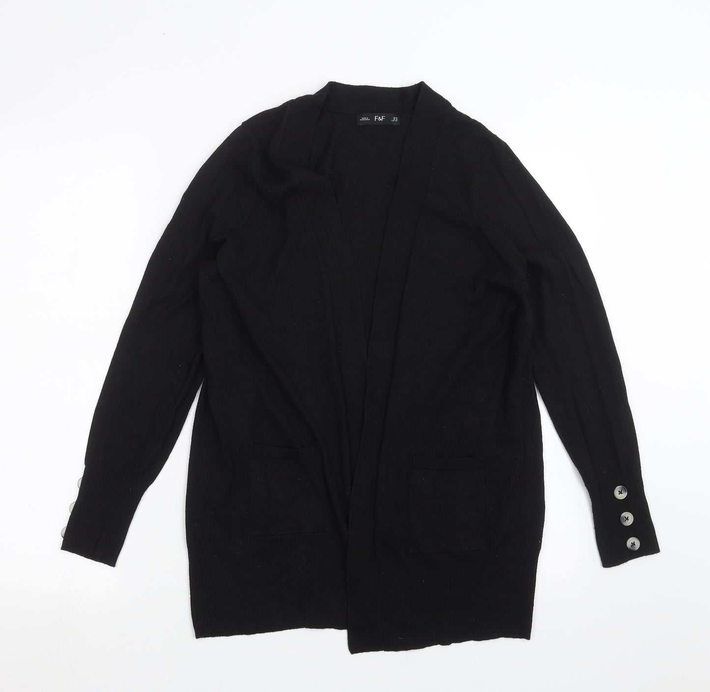F&F Womens Black  Knit Cardigan Jumper Size 12