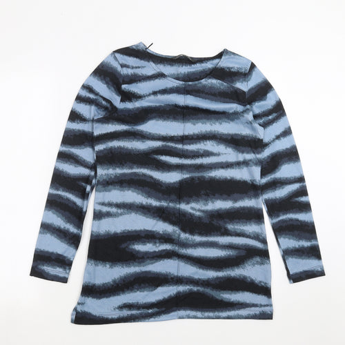Love Leisure Womens Blue Geometric Knit Pullover Jumper Size 10