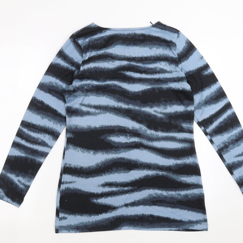 Love Leisure Womens Blue Geometric Knit Pullover Jumper Size 10