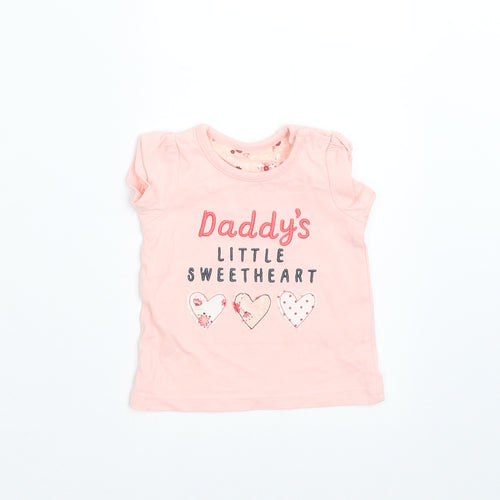 Nutmeg Girls Pink   Basic T-Shirt Size Newborn  - hearts