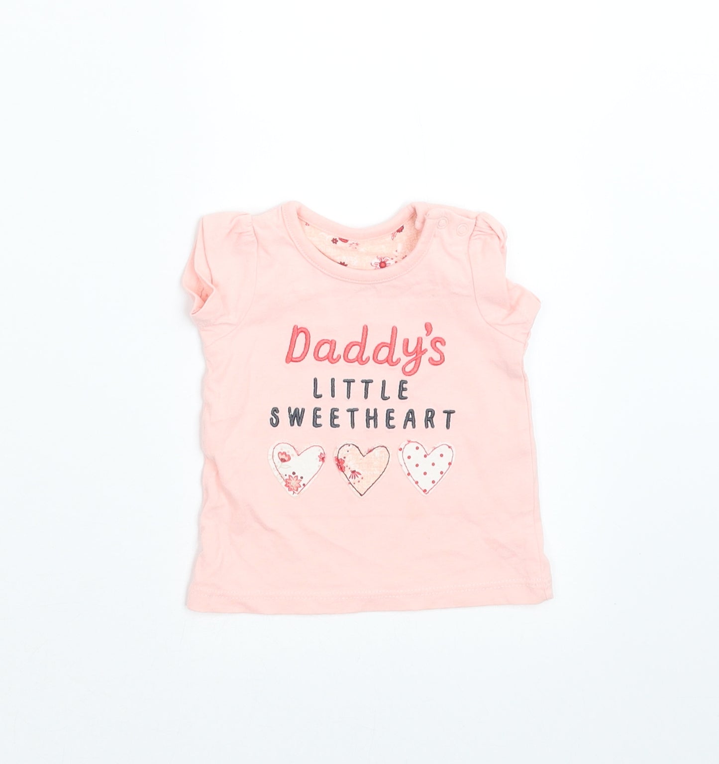 Nutmeg Girls Pink   Basic T-Shirt Size Newborn  - hearts
