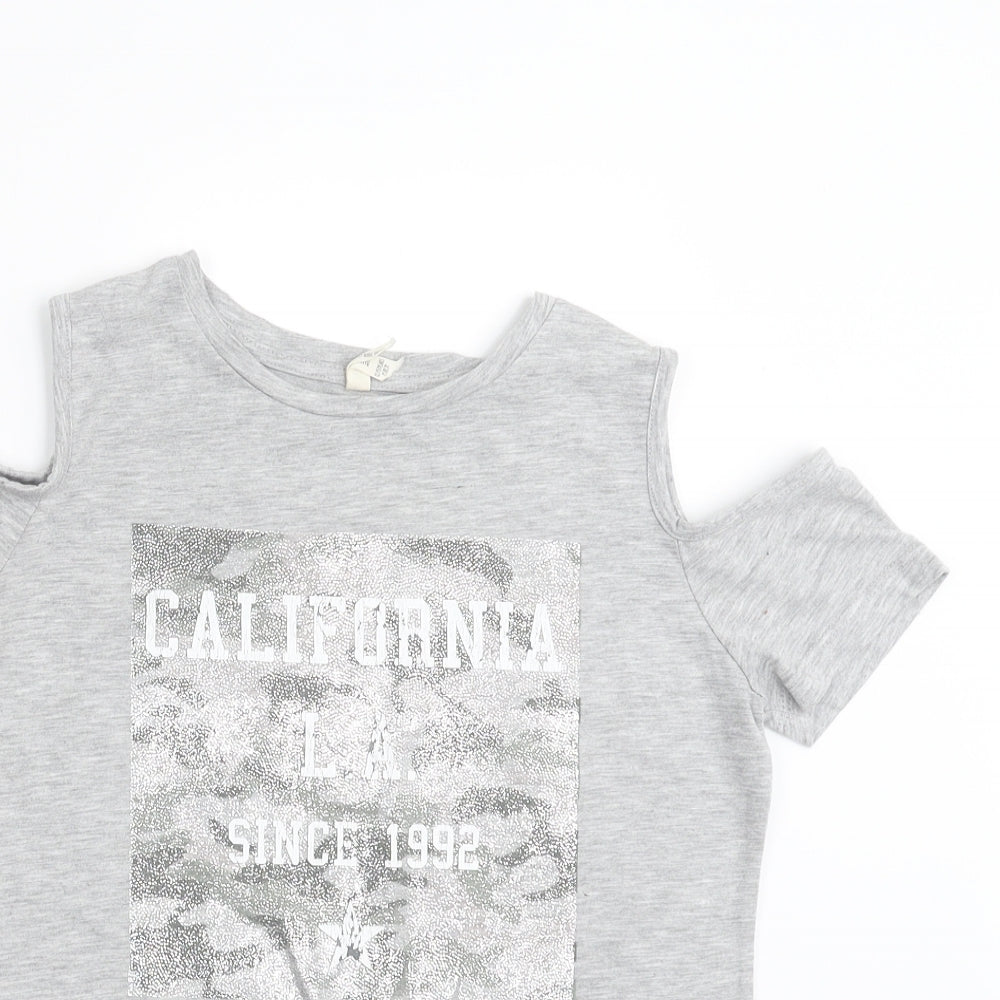 Young Dimension Girls Grey   Basic T-Shirt Size 12-13 Years  - california