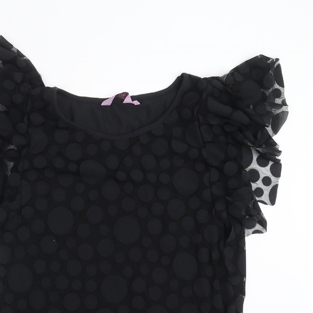 Epilogue Womens Black Polka Dot  Basic Blouse Size 16