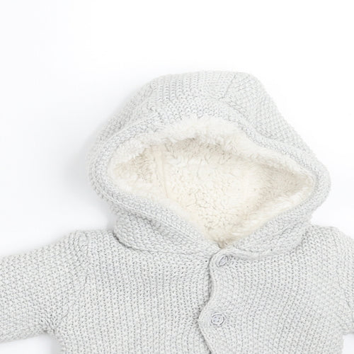 Disney Baby Baby Grey  Knit Cardigan Jumper Size 0-3 Months  - hooded, newborn