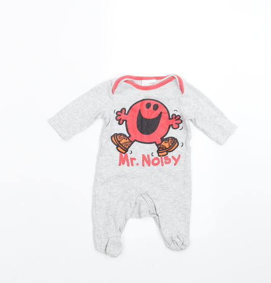 TESCO Baby Grey   Babygrow One-Piece Size Newborn  - mr noise