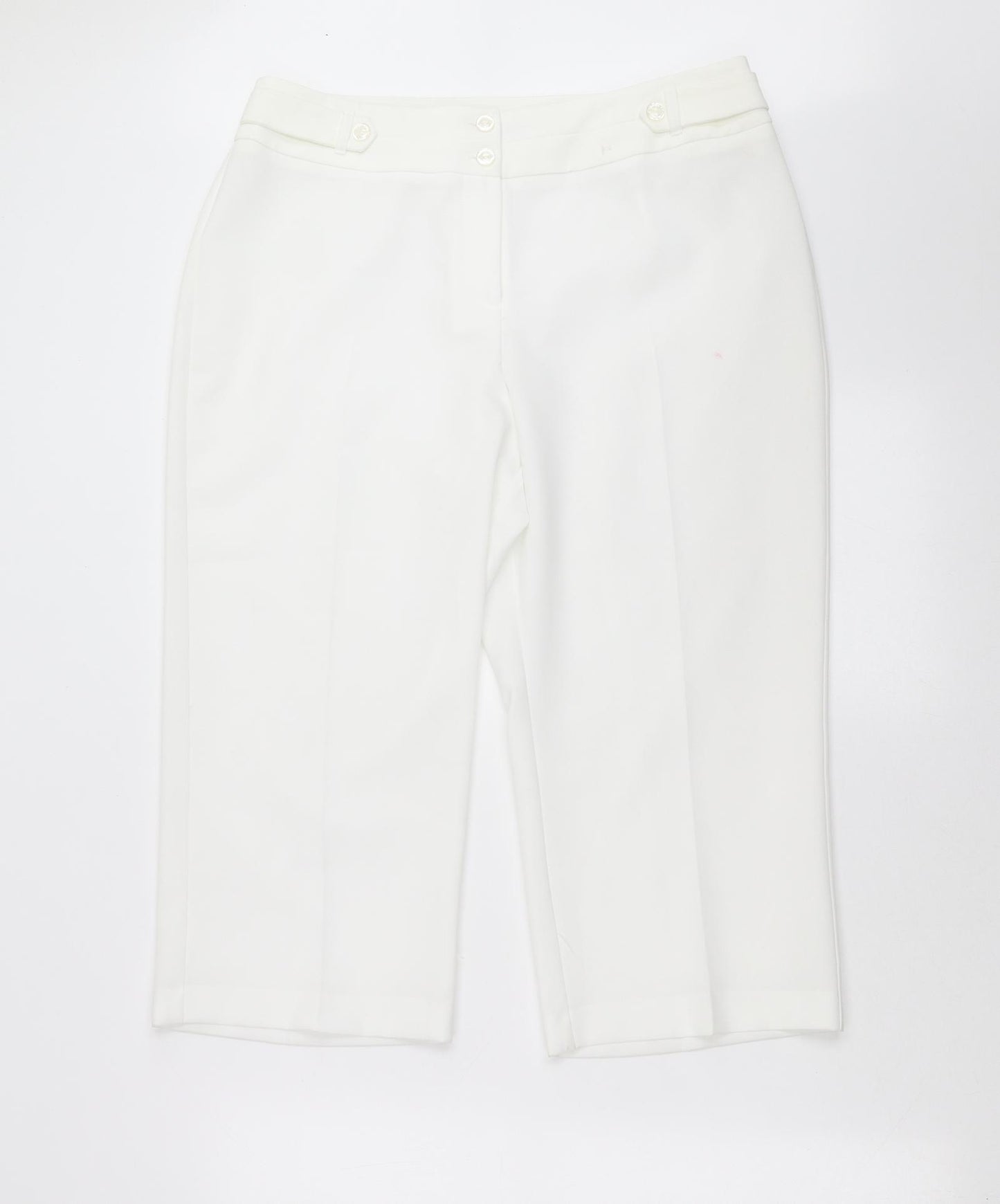 BM Womens White   Cropped Trousers Size 14 L20 in