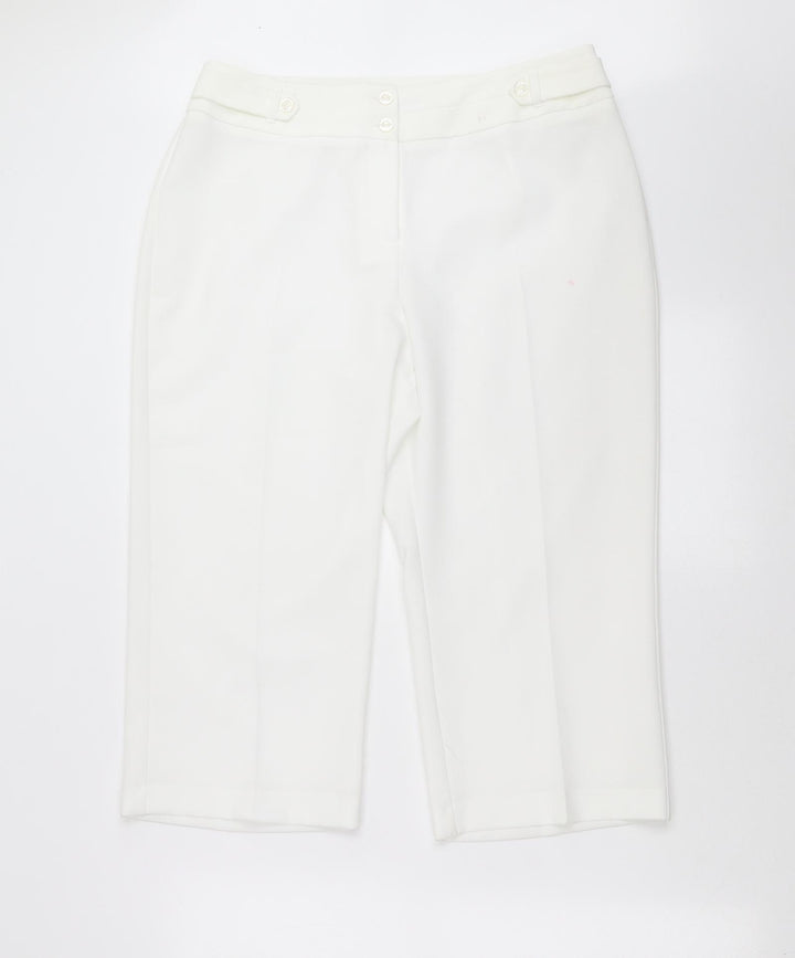 BM Womens White   Cropped Trousers Size 14 L20 in