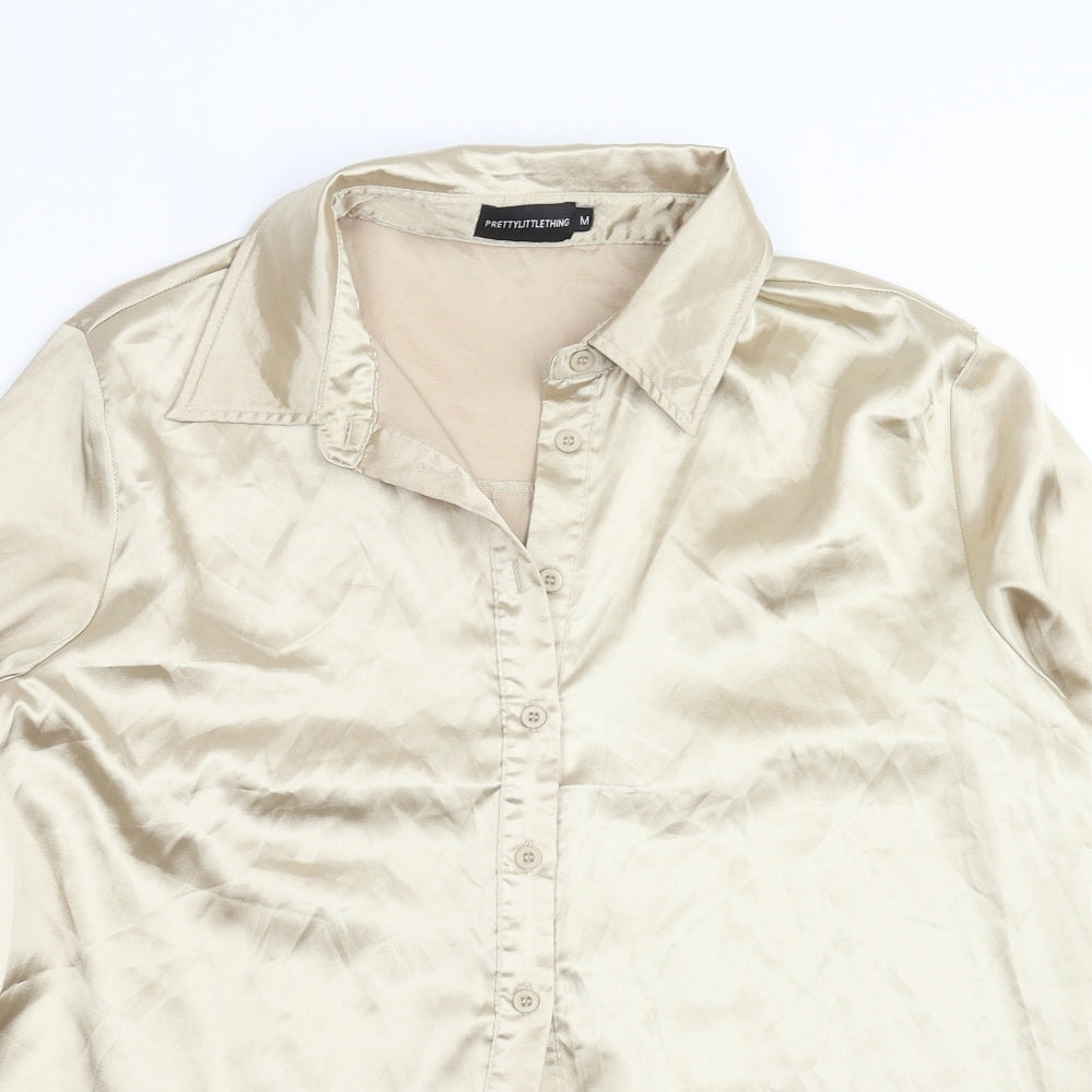 PRETTYLITTLETHING Womens Gold   Basic Blouse Size M