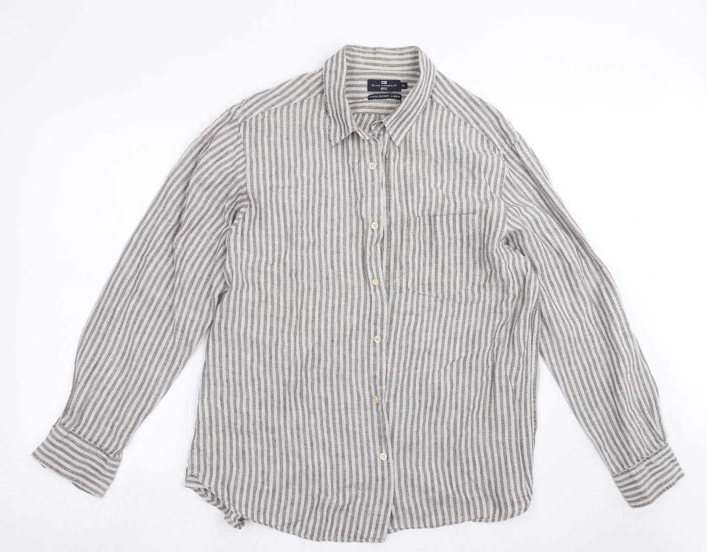 Marks and Spencer Mens Beige Striped   Button-Up Size XL