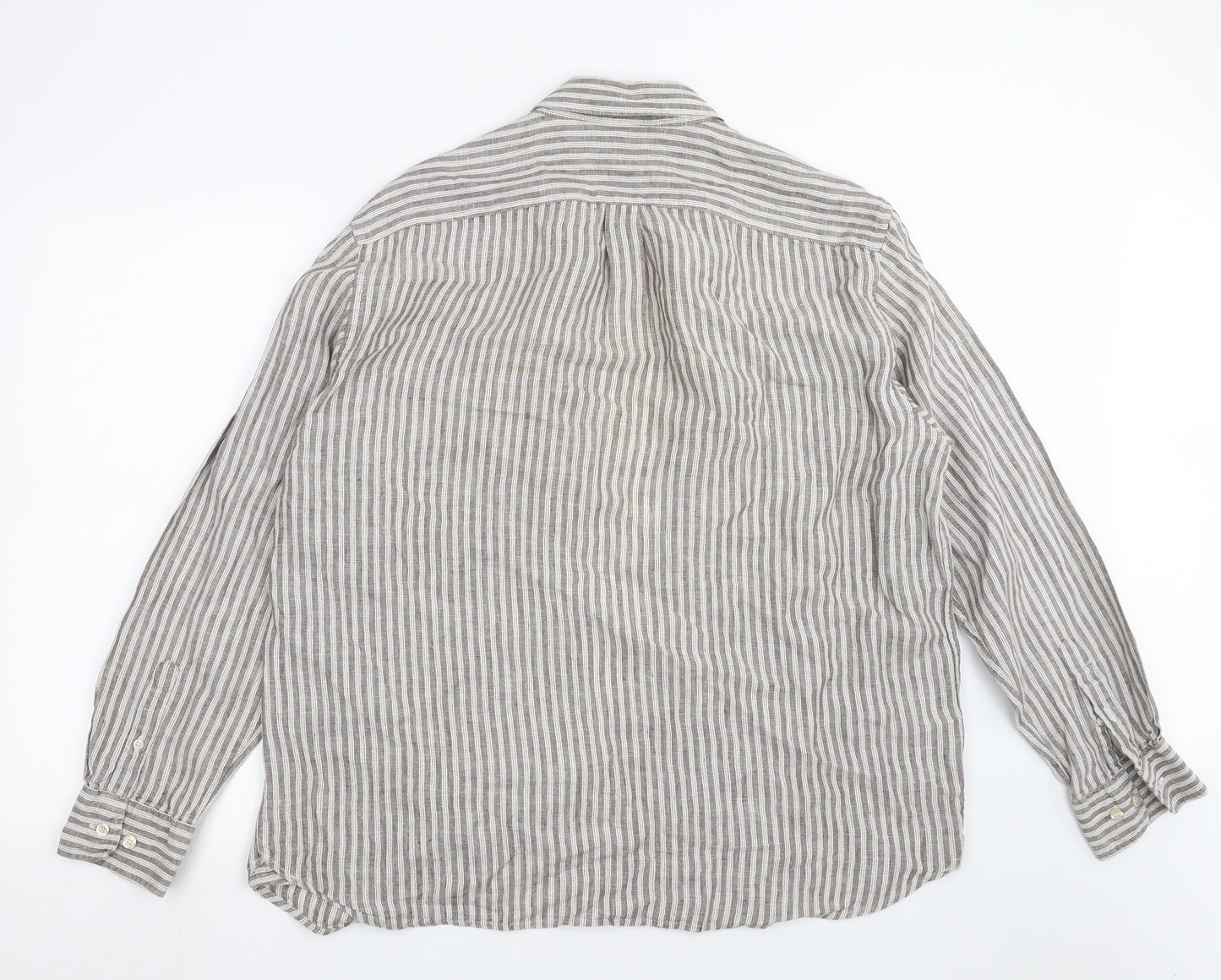 Marks and Spencer Mens Beige Striped   Button-Up Size XL