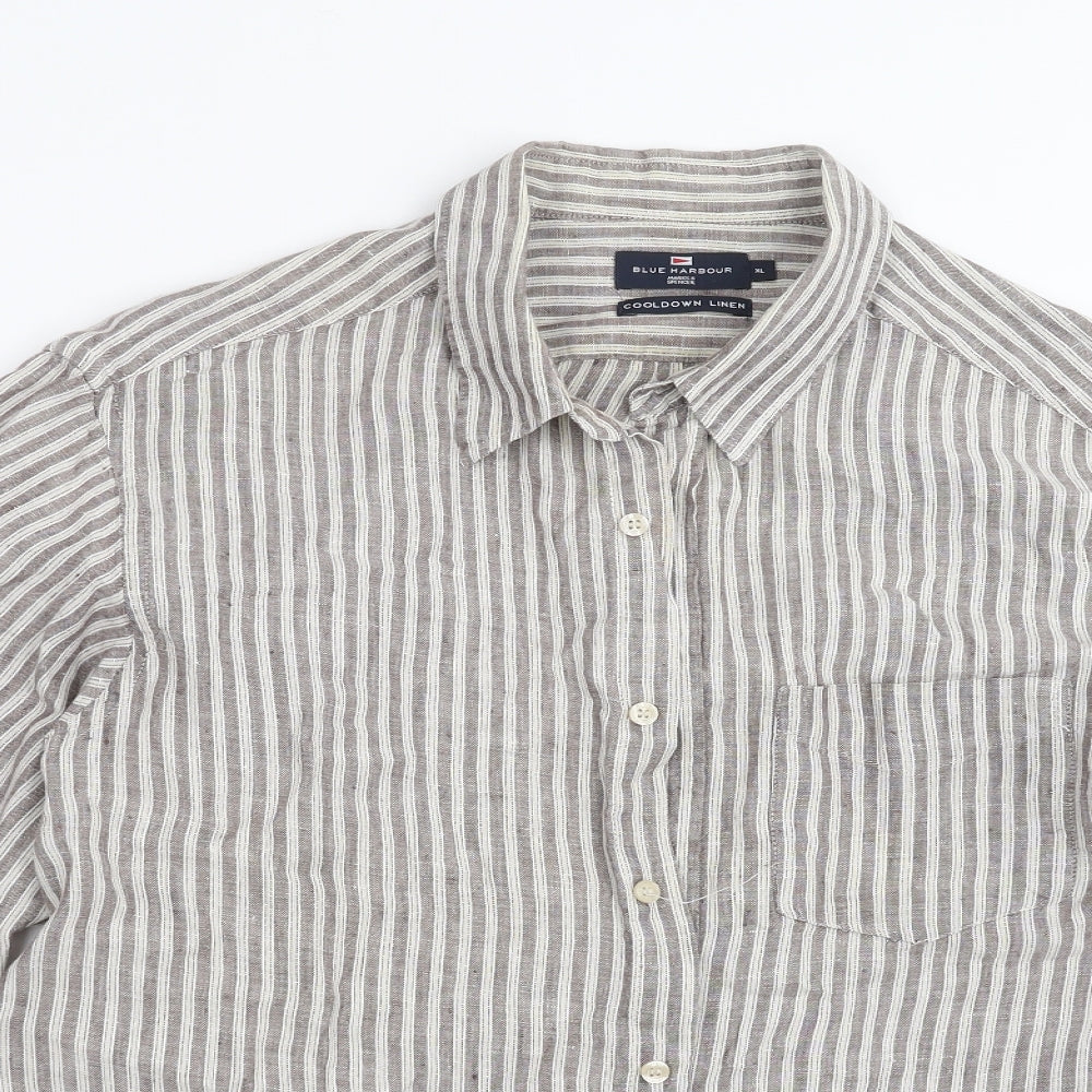Marks and Spencer Mens Beige Striped   Button-Up Size XL