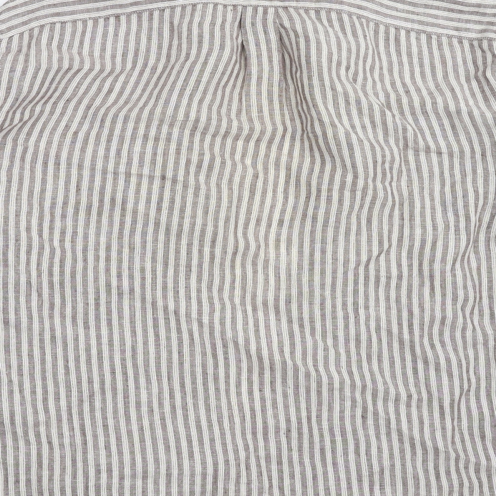 Marks and Spencer Mens Beige Striped   Button-Up Size XL