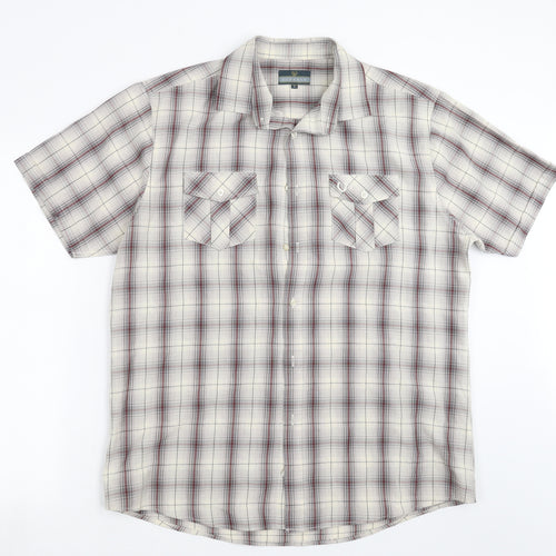 Lincoln Mens Beige Check   Button-Up Size L