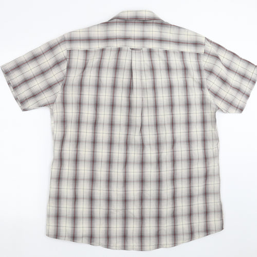 Lincoln Mens Beige Check   Button-Up Size L