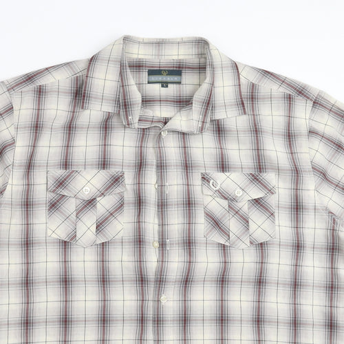 Lincoln Mens Beige Check   Button-Up Size L