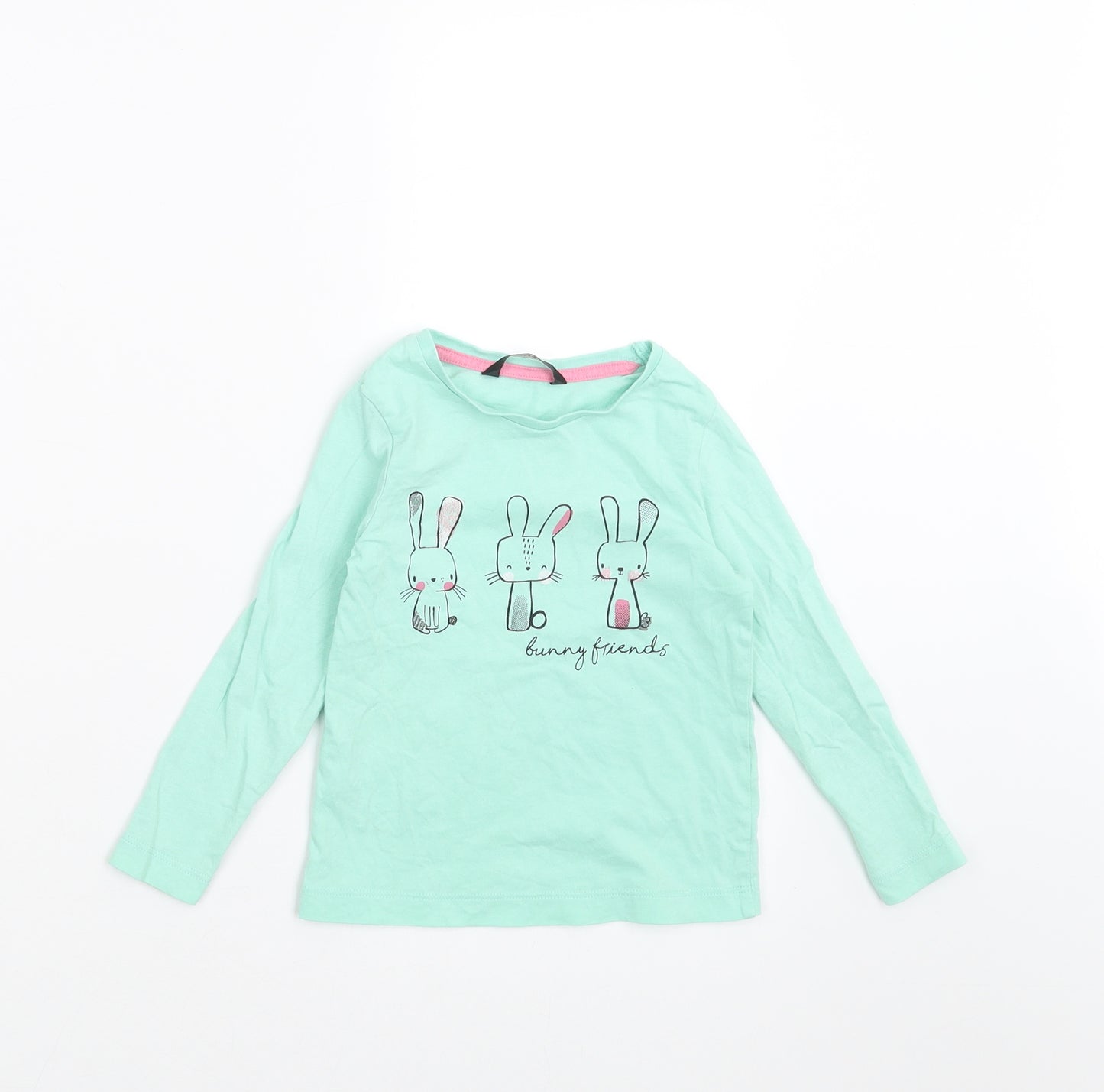 George Girls Green   Basic T-Shirt Size 2-3 Years  - rabbits