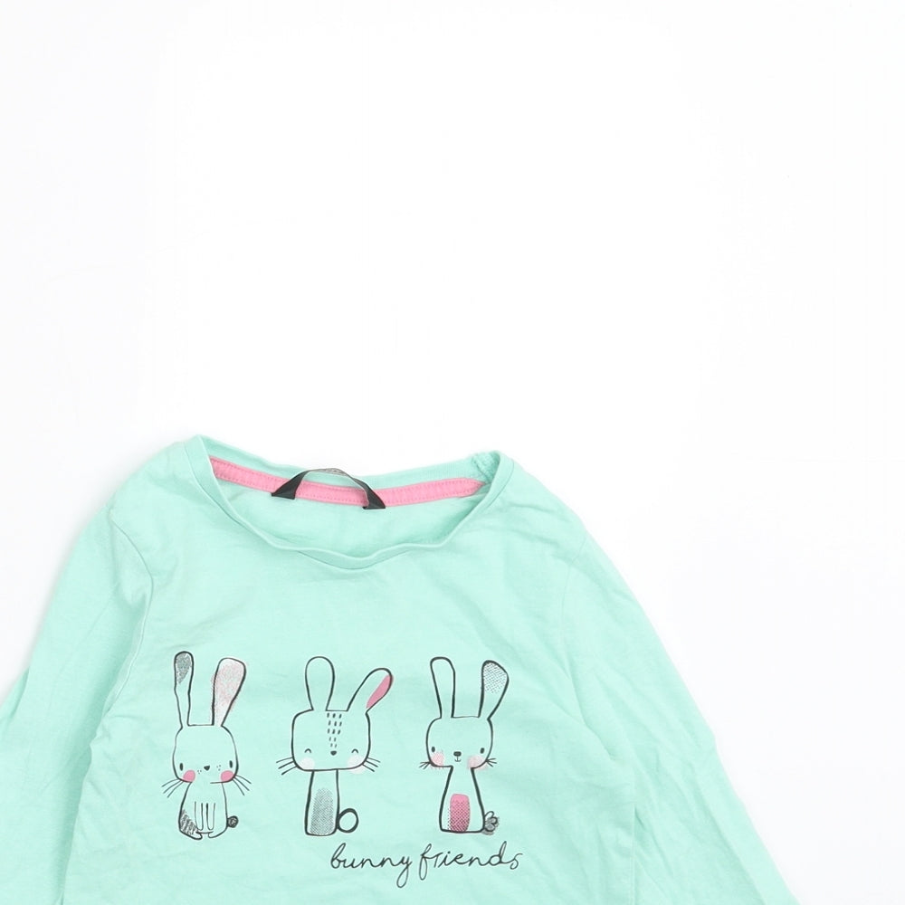 George Girls Green   Basic T-Shirt Size 2-3 Years  - rabbits