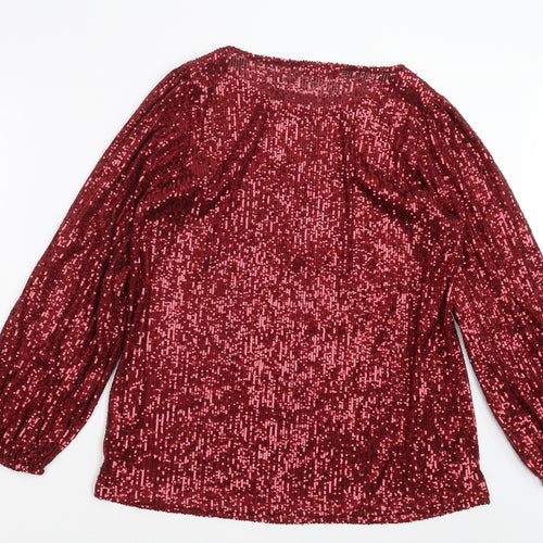F&F Womens Red   Basic Blouse Size 10  - sequins