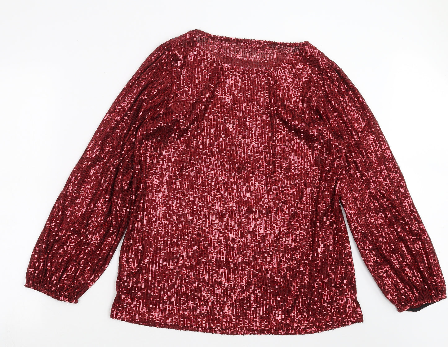 F&F Womens Red   Basic Blouse Size 10  - sequins