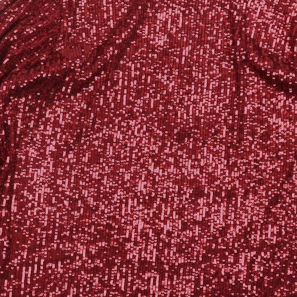 F&F Womens Red   Basic Blouse Size 10  - sequins