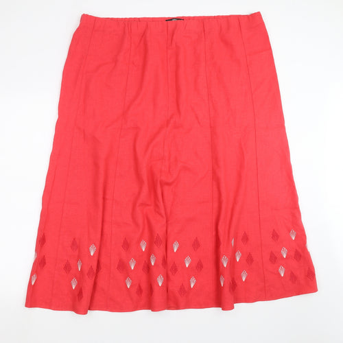 Marks and Spencer Womens Pink   A-Line Skirt Size 22  - Embroidered detail