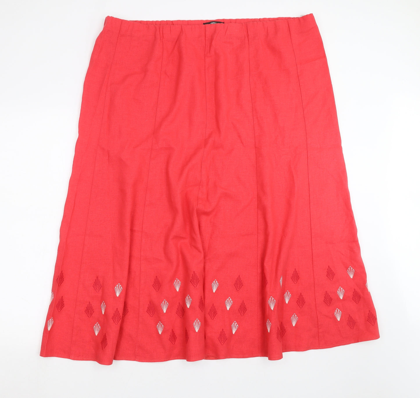 Marks and Spencer Womens Pink   A-Line Skirt Size 22  - Embroidered detail