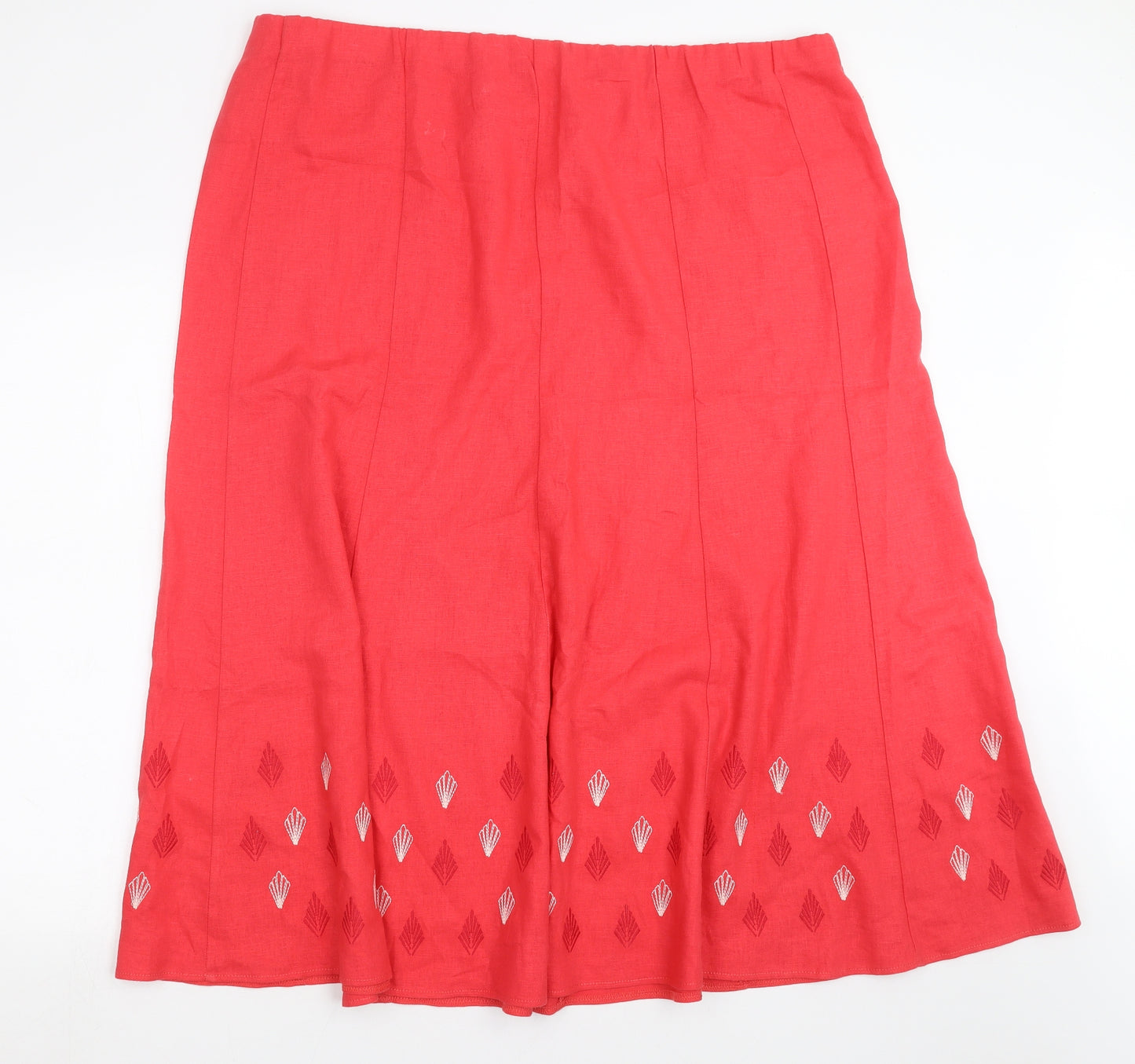 Marks and Spencer Womens Pink   A-Line Skirt Size 22  - Embroidered detail