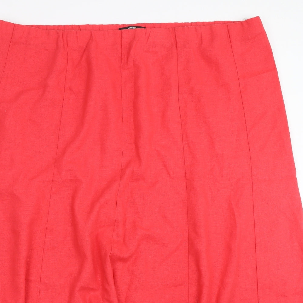 Marks and Spencer Womens Pink   A-Line Skirt Size 22  - Embroidered detail