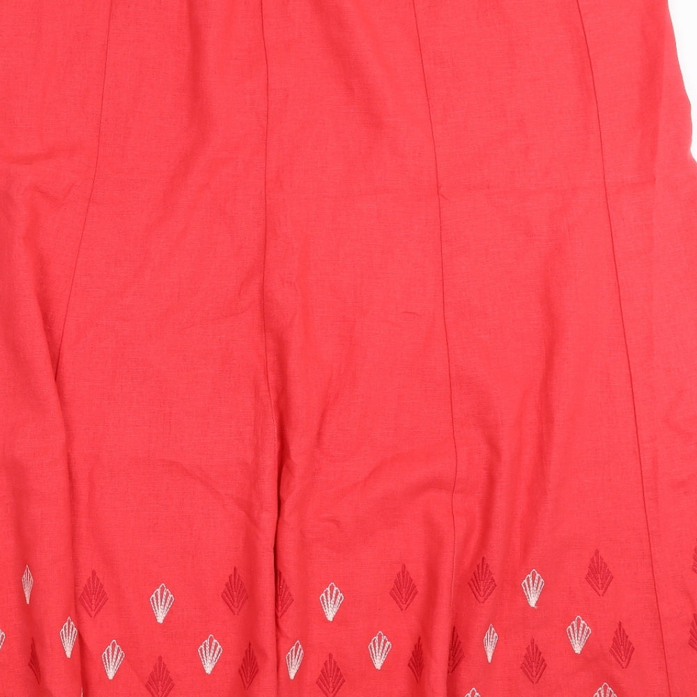 Marks and Spencer Womens Pink   A-Line Skirt Size 22  - Embroidered detail
