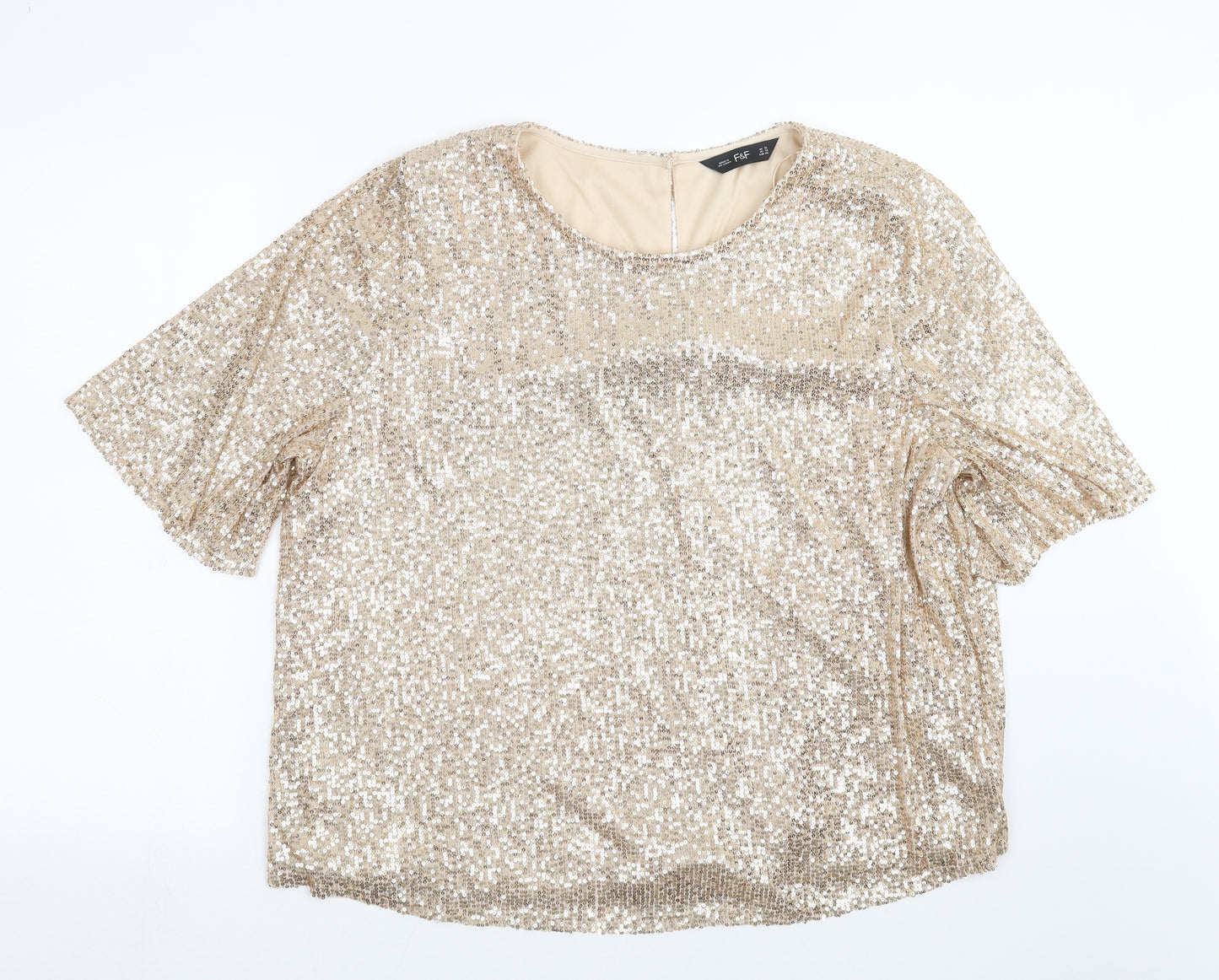 F&F Womens Gold   Basic Blouse Size 18  - sequins