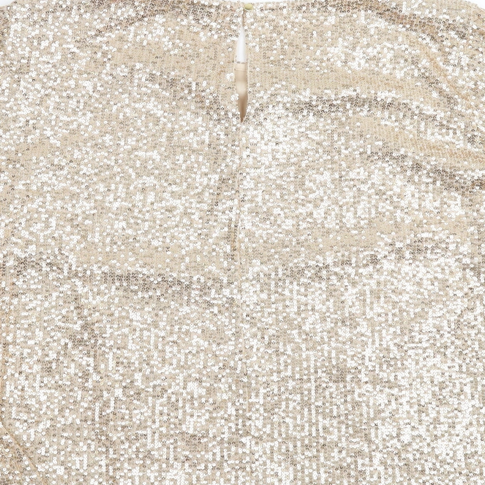 F&F Womens Gold   Basic Blouse Size 18  - sequins