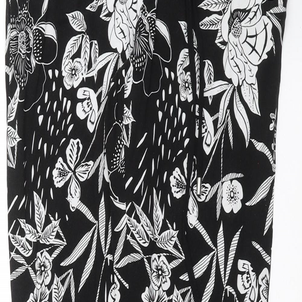 New Look Womens Black Floral  Trousers  Size 8 L31 in