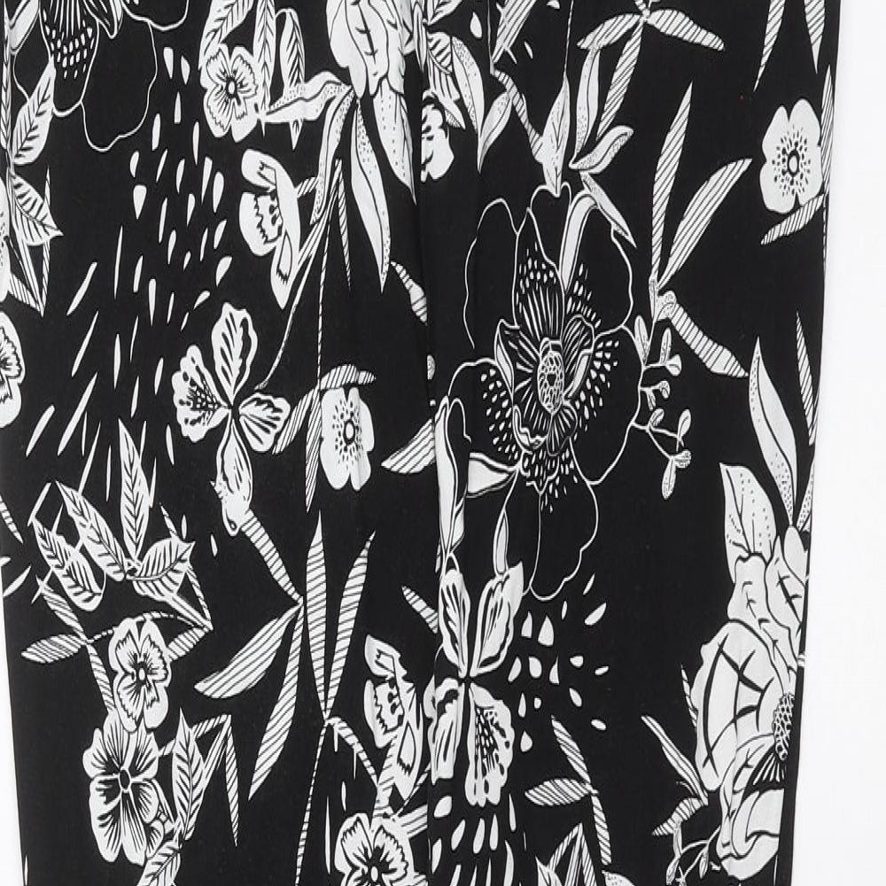 New Look Womens Black Floral  Trousers  Size 8 L31 in