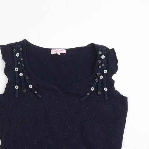 Marks and Spencer Womens Blue Floral  Basic T-Shirt Size 14