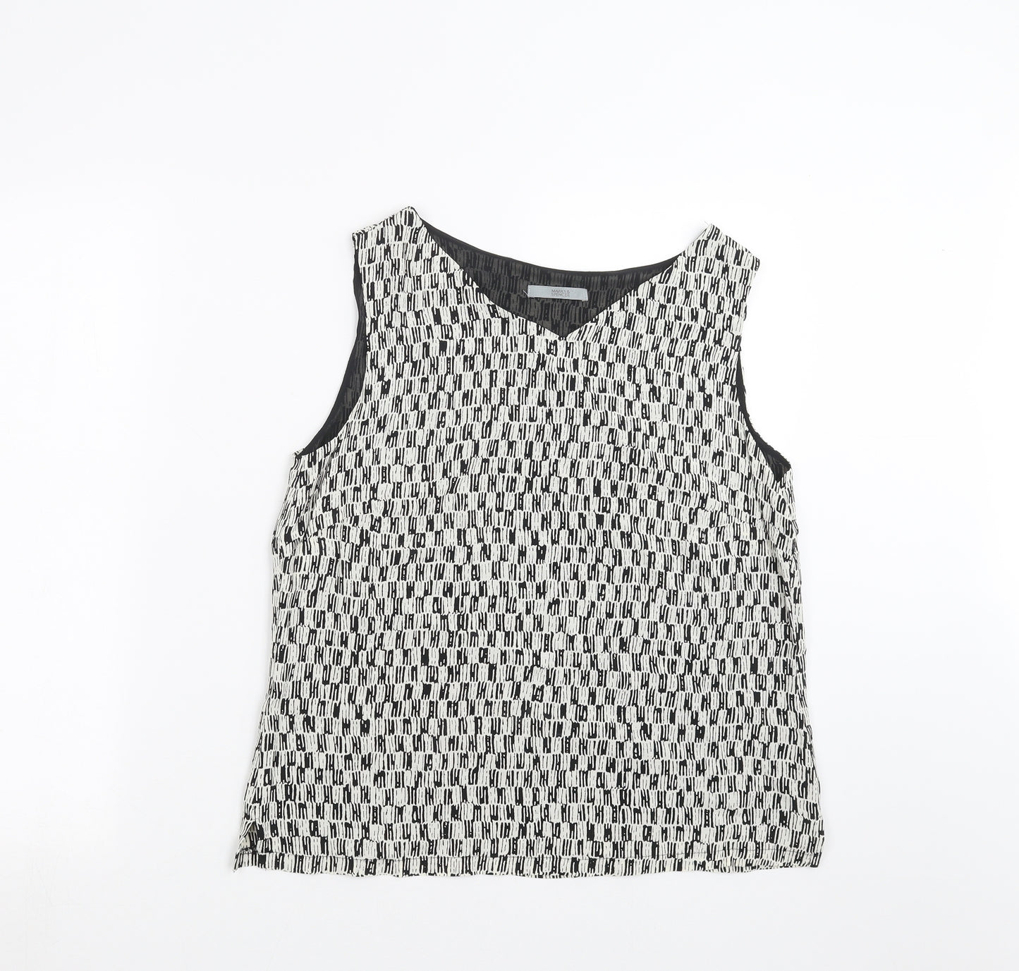 Marks and Spencer Womens Black Geometric  Basic Blouse Size 14