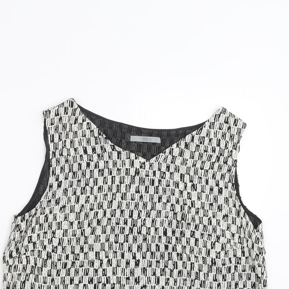 Marks and Spencer Womens Black Geometric  Basic Blouse Size 14