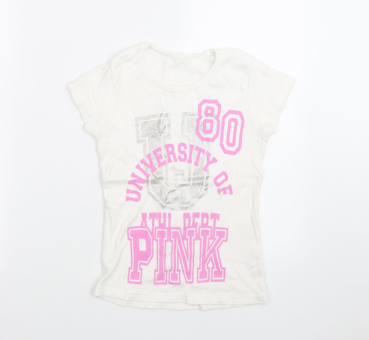 Preworn Womens White   Basic T-Shirt Size S  - university