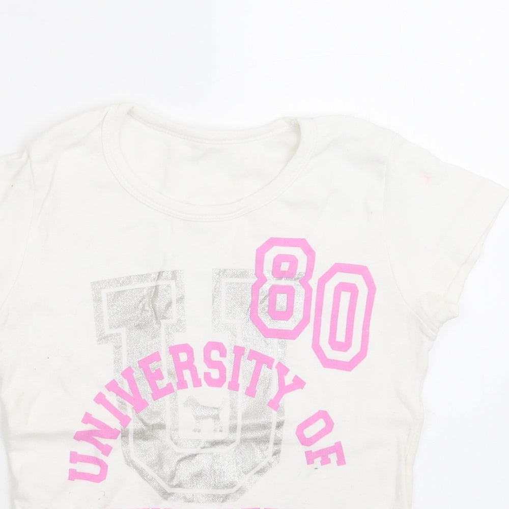 Preworn Womens White   Basic T-Shirt Size S  - university