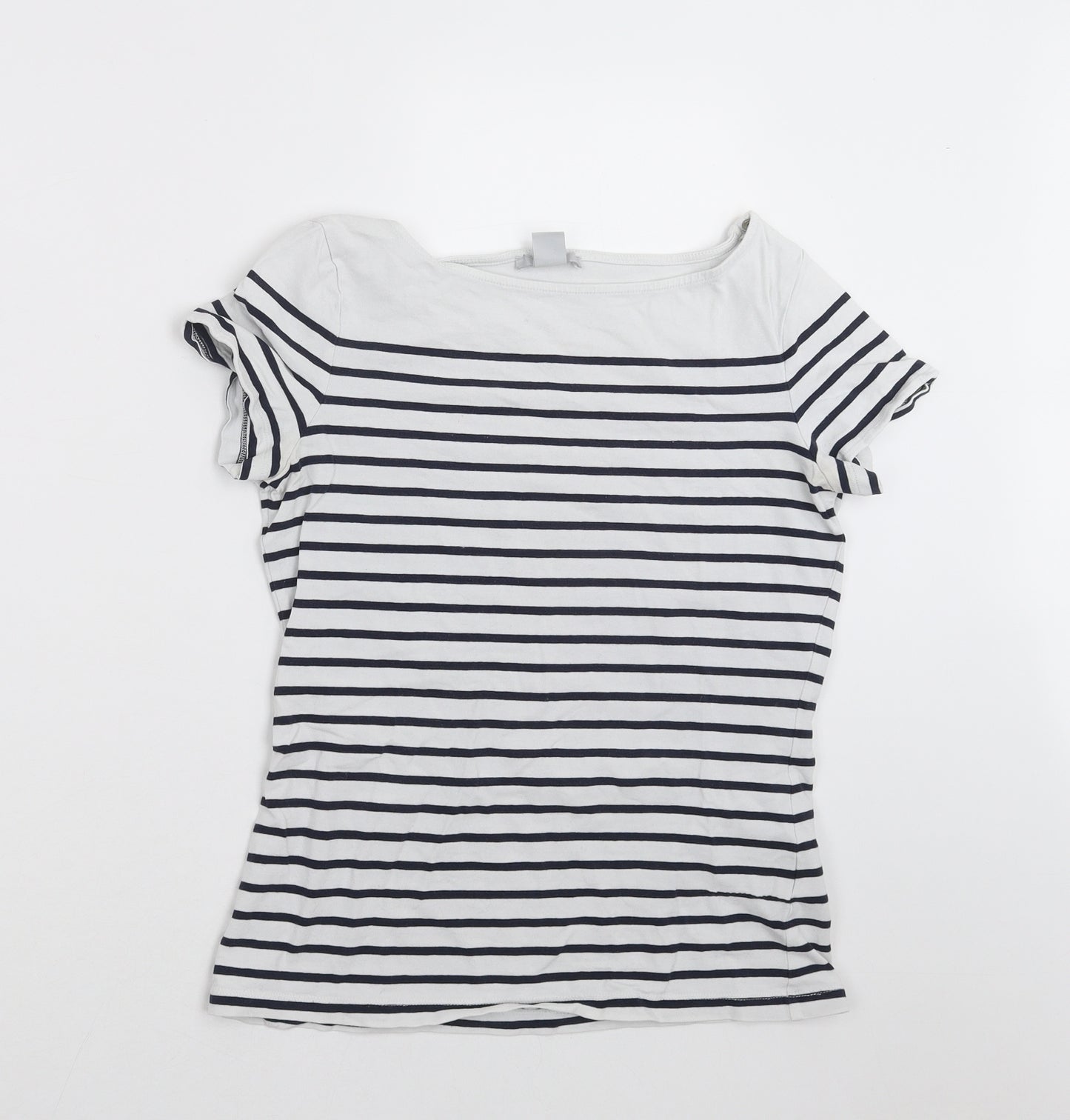 H&M Womens Blue Striped  Basic T-Shirt Size M